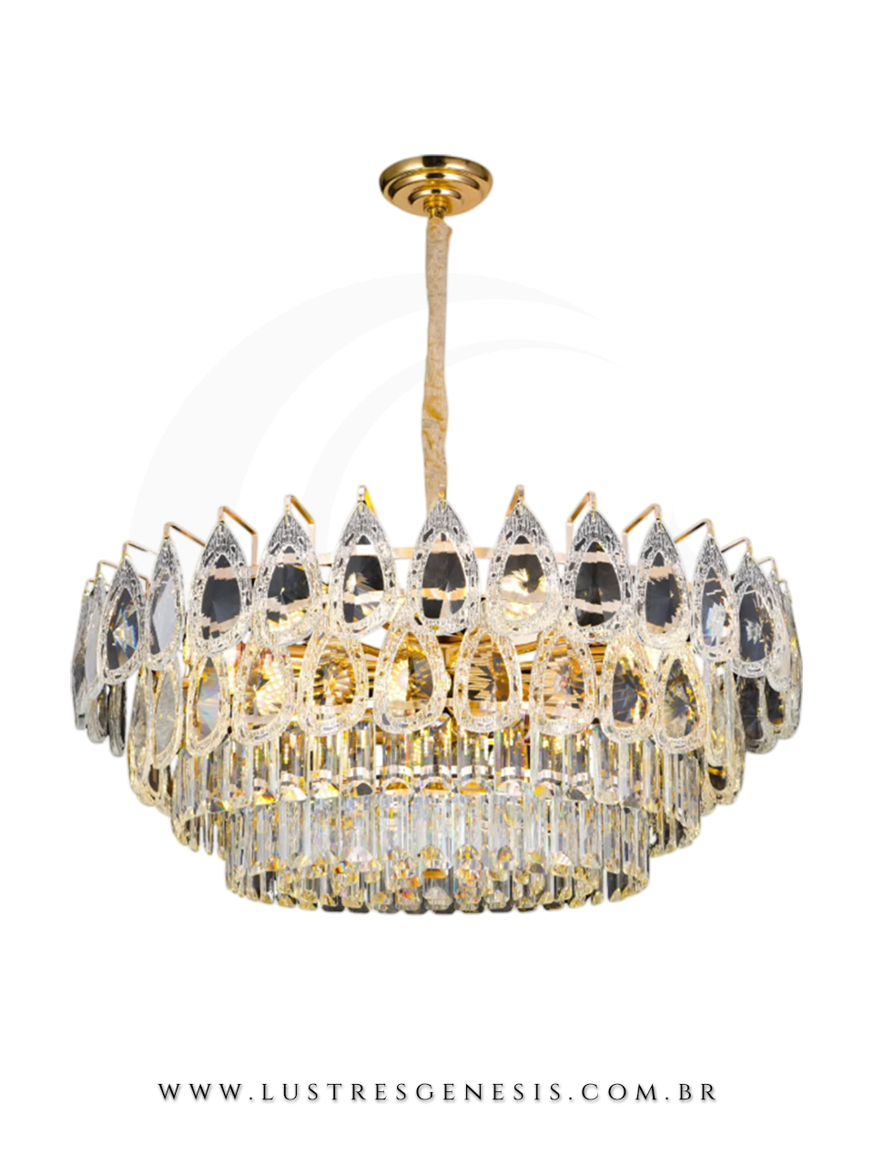 Lumin&aacute;ria de Teto Pendente Cristal e Vidro Trabalhado